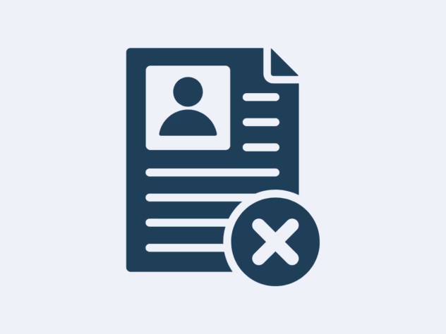 Ikon med dokument med ett kryss på