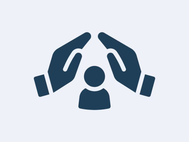 Ikon tar två händer hålls över en människa